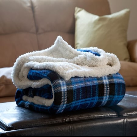 Hastings Home Fleece Sherpa Blanket Throw - Blue 436934HWI